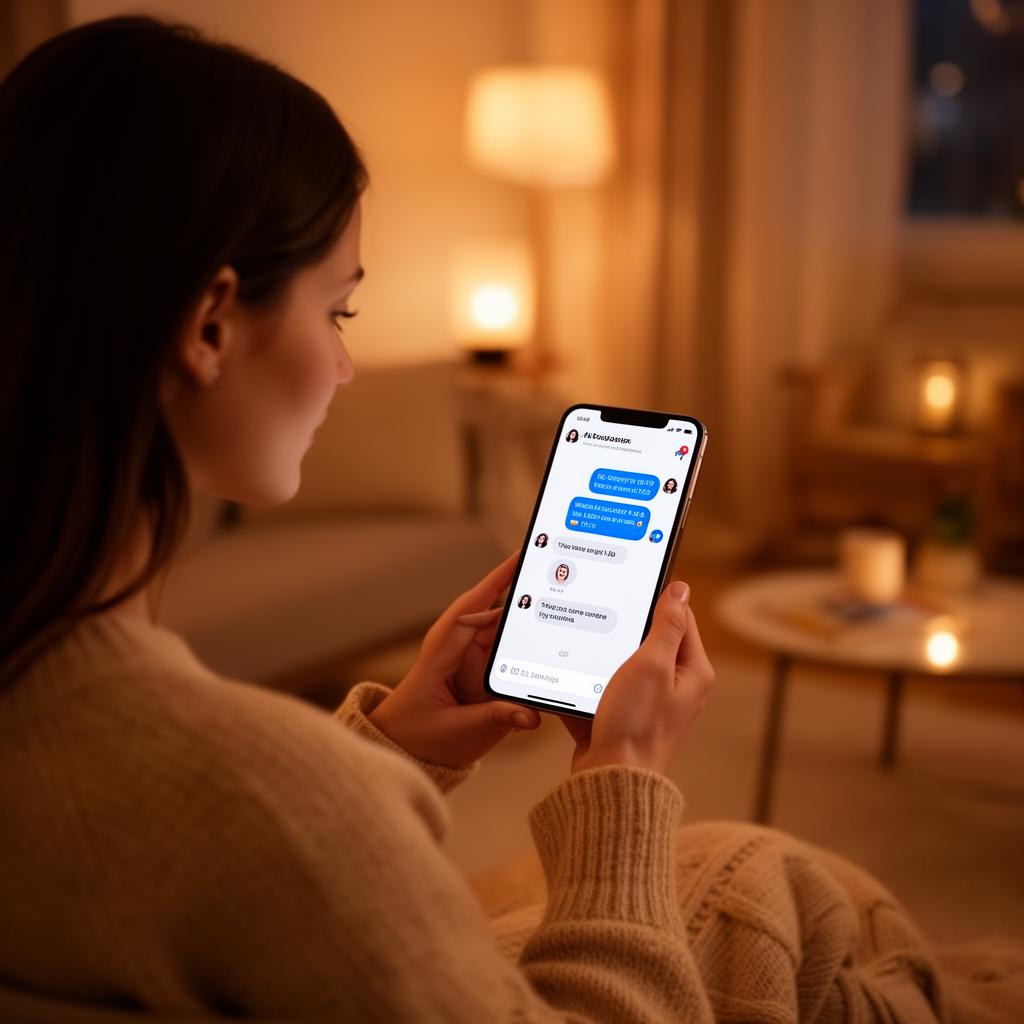 A man interacting with his AI companion on a smartphone